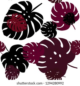 Dark Red vector seamless natural backdrop with leaves. Modern geometrical abstract illustration with leaves. Design for wallpaper, fabric makers.