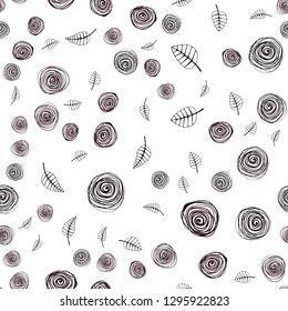 Dark Red vector seamless natural background with leaves and flowers. Colorful abstract illustration with leaves in doodle style. Texture for window blinds, curtains.