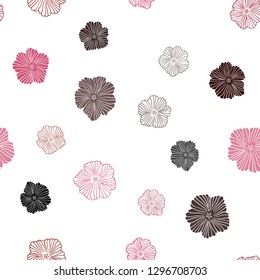 Dark Red vector seamless natural backdrop with flowers. Shining colored illustration with flowers. Pattern for trendy fabric, wallpapers.