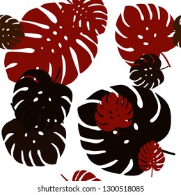 Dark Red vector seamless natural artwork with leaves. Doodle illustration of leaves in Origami style with gradient. Design for textile, fabric, wallpapers.