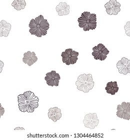 Dark Red vector seamless natural pattern with flowers. Sketchy doodle flowers on white background. Pattern for trendy fabric, wallpapers.