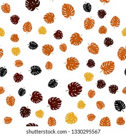 Dark Red vector seamless natural pattern with leaves. Decorative illustration with doodles on abstract template. Pattern for design of fabric, wallpapers.