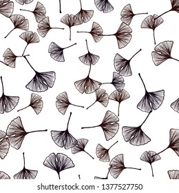 Dark Red vector seamless natural pattern with leaves. Colorful illustration in doodle style with leaves. Template for business cards, websites.