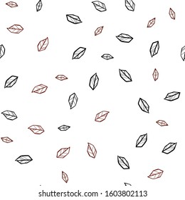 Dark Red vector seamless natural background with leaves. Shining colored illustration with leaves in doodle style. Texture for window blinds, curtains.