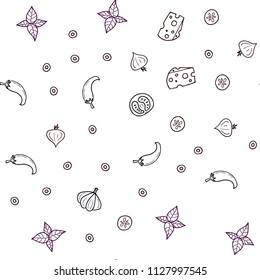 Dark Red vector seamless pattern with fresh ingredients. Decorative shining illustration with food on abstract template. Design for ad, poster, banner of cafes or restaurants.