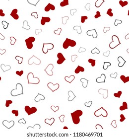 Dark Red vector seamless pattern with colorful hearts. Beautiful colored illustration with hearts in celebration style. Pattern can be used for valentine's ad, booklets.