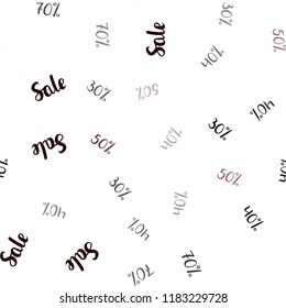 Dark Red vector seamless pattern with 30, 40, 50 percentage signs. Colored words of sales with gradient on white background. Backdrop for ads, leaflets of Black Friday.