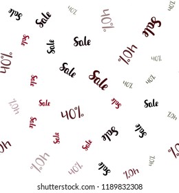 Dark Red vector seamless pattern with 40 percentage signs. Illustration with signs of sales on abstract template. Design for business ads, commercials.