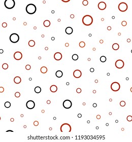 Dark Red vector seamless pattern with spheres. Beautiful colored illustration with blurred circles in nature style. Pattern can be used for futuristic ad, booklets.