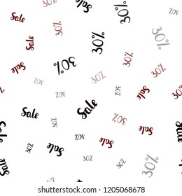 Dark Red vector seamless pattern with 30 percentage signs. Abstract illustration with colorful gradient symbols of sales. Backdrop for super sales on Black Friday.