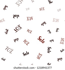 Dark Red vector seamless pattern with 70 percentage signs. Colored words of sales with gradient on white background. Design for business ads, commercials.