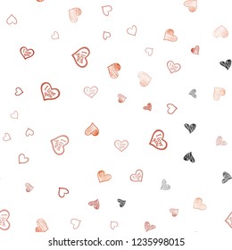 Dark Red vector seamless pattern with colorful hearts. Beautiful colored illustration with hearts in celebration style. Beautiful design for your business advert of anniversary.