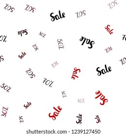 Dark Red vector seamless pattern with 30, 50, 70 percentage signs. Shining colorful illustration with isolated selling prices. Backdrop for ads, leaflets of Black Friday.