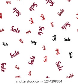 Dark Red vector seamless pattern with sale signs. Colored words of sales with gradient on white background. Backdrop for ads, leaflets of Black Friday.