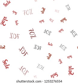 Dark Red vector seamless pattern with 70 percentage signs. Gradient illustration with discount signs on white backdrop. Design for business ads, commercials.