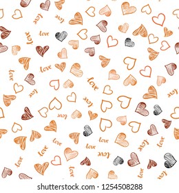 Dark Red vector seamless pattern with phrase LOVE YOU, hearts. Design in doodle style with text LOVE YOU, hearts. Design for wallpaper, fabric makers.