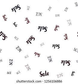 Dark Red vector seamless pattern with 30, 50, 70 percentage signs. Gradient illustration with discount signs on white backdrop. Pattern for ads, posters, banners of sales.