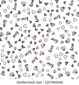 Dark Red vector seamless pattern with phrase LOVE YOU, hearts. Illustration with words of love, hearts in abstract style. Design for wallpaper, fabric makers.
