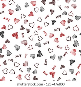 Dark Red vector seamless pattern with phrase LOVE YOU, hearts. Colorful gradient phrase LOVE YOU, hearts in abstract style. Template for business cards, websites.