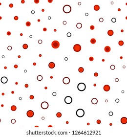 Dark Red vector seamless pattern with spheres. Blurred bubbles on abstract background with colorful gradient. Template for business cards, websites.