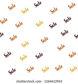 Dark Red vector seamless pattern with sale signs. Colored words of sales with gradient on white background. Template for season sales, shopping ads.