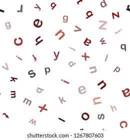 Dark Red vector seamless pattern with ABC symbols. Shining illustration with ABC symbols on abstract template. Pattern for trendy fabric, wallpapers.
