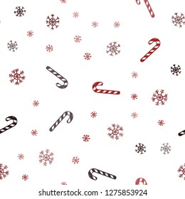 Dark Red vector seamless pattern with delicious xmas candies.