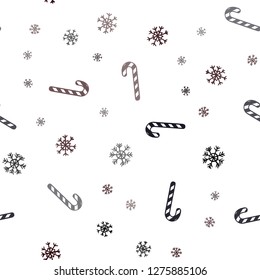 Dark Red vector seamless pattern with delicious xmas candies.