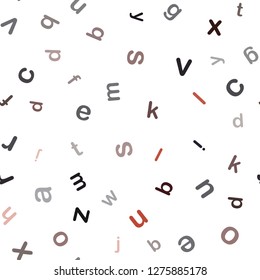 Dark Red vector seamless pattern with ABC symbols. Shining illustration with ABC symbols on abstract template. Texture for window blinds, curtains.