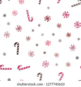 Dark Red vector seamless pattern with delicious xmas candies.