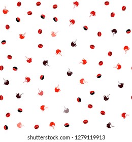 Dark Red vector seamless pattern with coffee beans, cups. Gradient abstract collection of coffee cups and beans. Pattern for menu of cafes and restaurants.