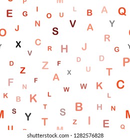 Dark Red vector seamless pattern with ABC symbols. Shining illustration with ABC symbols on abstract template. Template for business cards, websites.