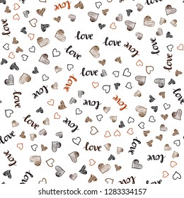 Dark Red vector seamless pattern with phrase LOVE YOU, hearts. Colorful illustration with quote LOVE YOU, hearts. Template for business cards, websites.