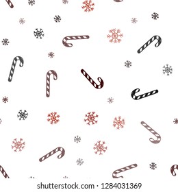 Dark Red vector seamless pattern with delicious xmas candies.