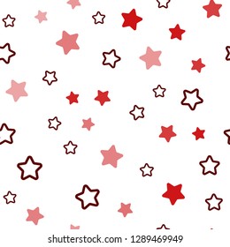 Dark Red vector seamless pattern with christmas stars. Shining colored illustration with stars. Template for business cards, websites.