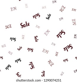Dark Red vector seamless pattern with 30, 50, 70 percentage signs. Gradient illustration with discount signs on white backdrop. Backdrop for super sales on Black Friday.