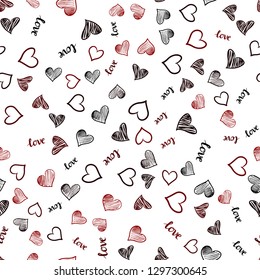 Dark Red vector seamless pattern with phrase LOVE YOU, hearts. Design in doodle style with text LOVE YOU, hearts. Design for wallpaper, fabric makers.