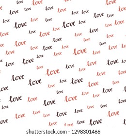 Dark Red vector seamless pattern with phrase LOVE YOU. Decorative design in doodle style with text LOVE YOU. Texture for window blinds, curtains.