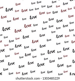 Dark Red vector seamless pattern with phrase LOVE YOU. Colorful illustration with quote LOVE YOU in celebration style. Template for business cards, websites.
