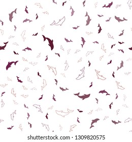 Dark Red vector seamless pattern with sea dolphins. Modern abstract illustration with sea dolphins. Natural design for wallpapers.