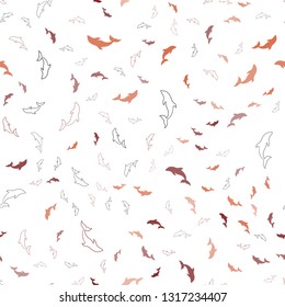 Dark Red vector seamless pattern with sea dolphins. Isolated sea dolphins on white background. Pattern for wildlife ad, booklets.