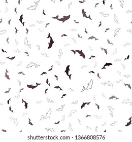 Dark Red vector seamless pattern with sea dolphins. Isolated sea dolphins on white background. Pattern for marine leaflets.