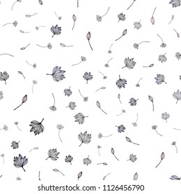 Dark Red vector seamless sketch layout. A vague abstract illustration with leaves in doodles style. A new texture for your design.