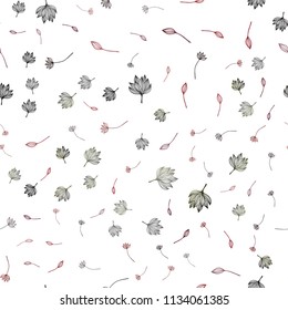 Dark Red vector seamless sketch cover. leaves on elegant natural pattern with gradient. Pattern for brand book.