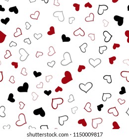 Dark Red vector seamless template with doodle hearts. Decorative shining illustration with hearts on abstract template. Design for ad, poster, banner of Valentine Day.