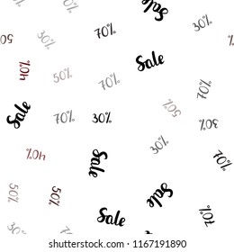 Dark Red vector seamless template with 30%, 40%, 50%, 70% selling. Illustration with signs of sales on abstract template. Template for season sales, shopping ads.