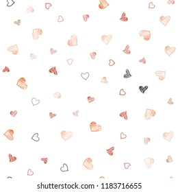Dark Red vector seamless template with doodle hearts. Beautiful colored illustration with hearts in celebration style. Pattern for carnival, festival romantic leaflets.