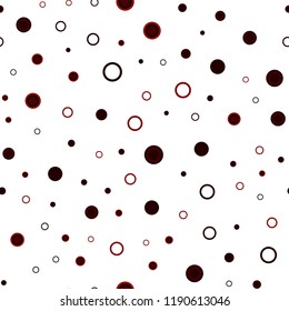 Dark Red vector seamless template with circles. Blurred decorative design in abstract style with bubbles. Pattern for trendy fabric, wallpapers.