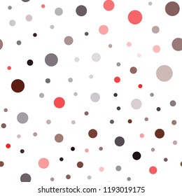 Dark Red vector seamless template with circles. Blurred decorative design in abstract style with bubbles. Pattern for design of fabric, wallpapers.