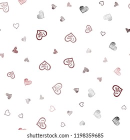 Dark Red vector seamless template with doodle hearts. Decorative shining illustration with hearts on abstract template. Beautiful design for your business advert of anniversary.